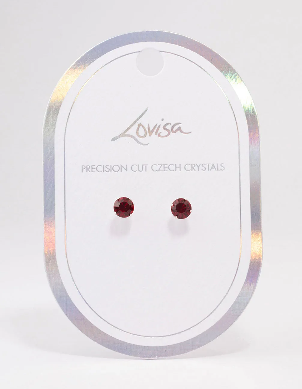 Silver Ruby Crystal Stud Earrings