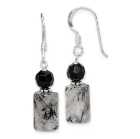 Silver Tourmalinated Quartz Dangle Earrings