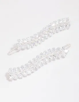 Silver Wavy Cubic Zirconia Vine Hair Clip Pack