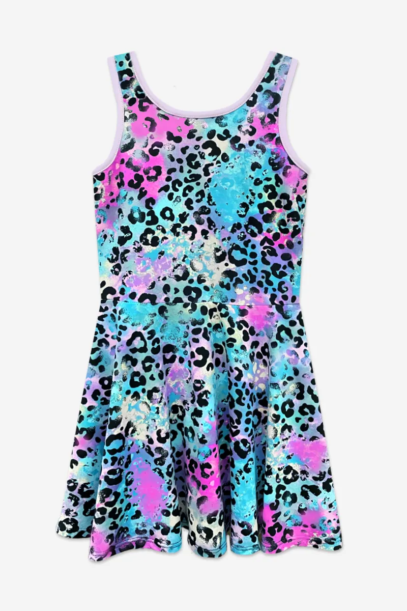 Simply Soft Tank Skater Dress - Orchid Spray Paint Leopard