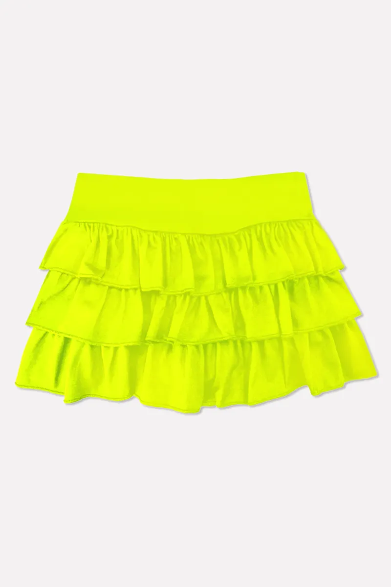 Simply Soft Triple Ruffle Skort - Neon Lemon Lime