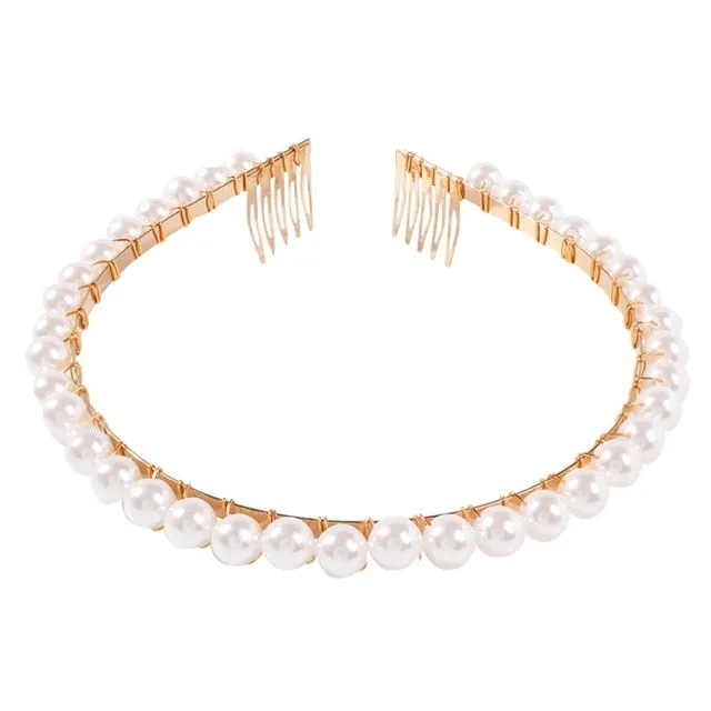 Simulated Pearl Wedding Hairbands - Hair Accessories