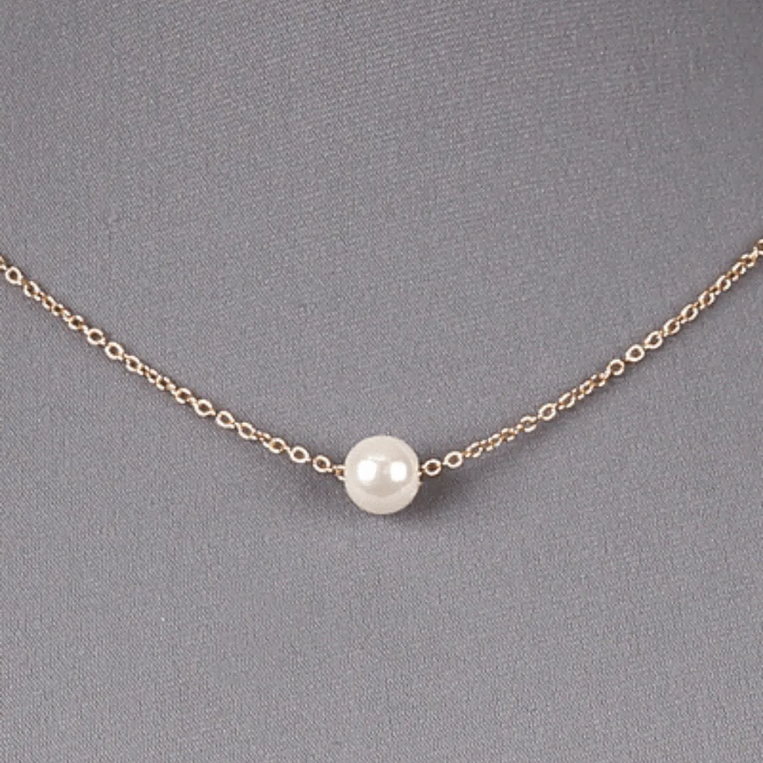 Single Pearl Gold Chain Necklace