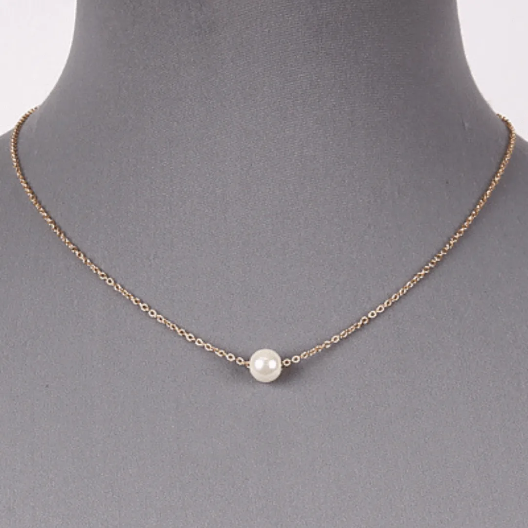 Single Pearl Gold Chain Necklace