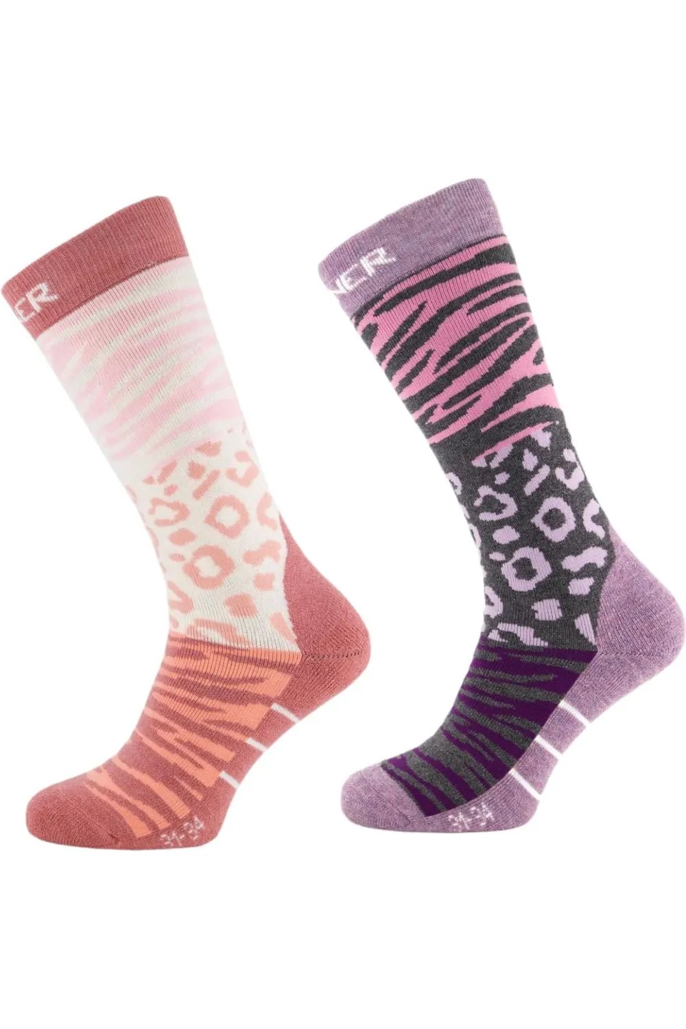 Sinner Ladies Ski Socks Animal Pink Purple