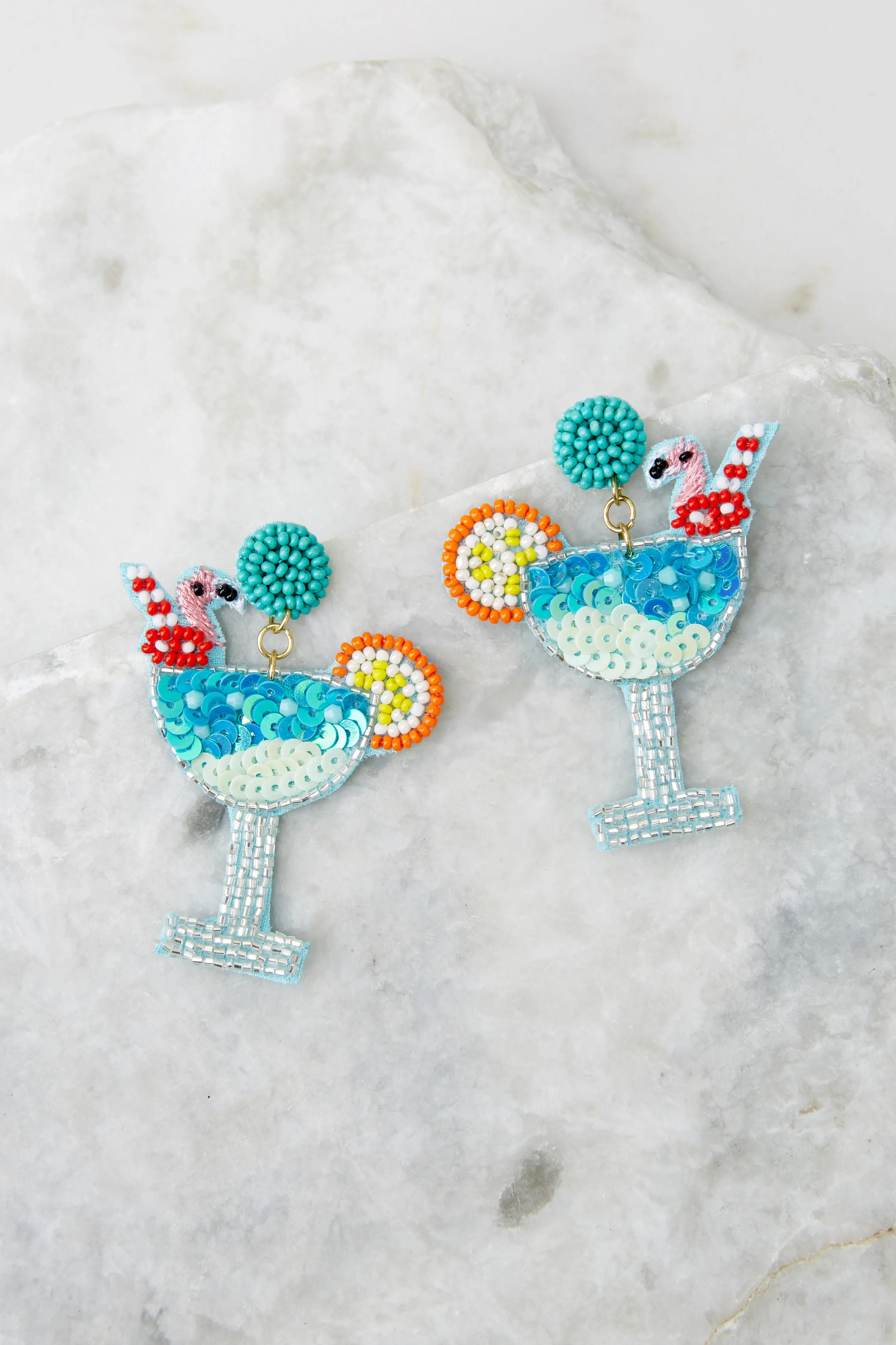 Sip By The Beach Turquoise Multi Beaded Earrings