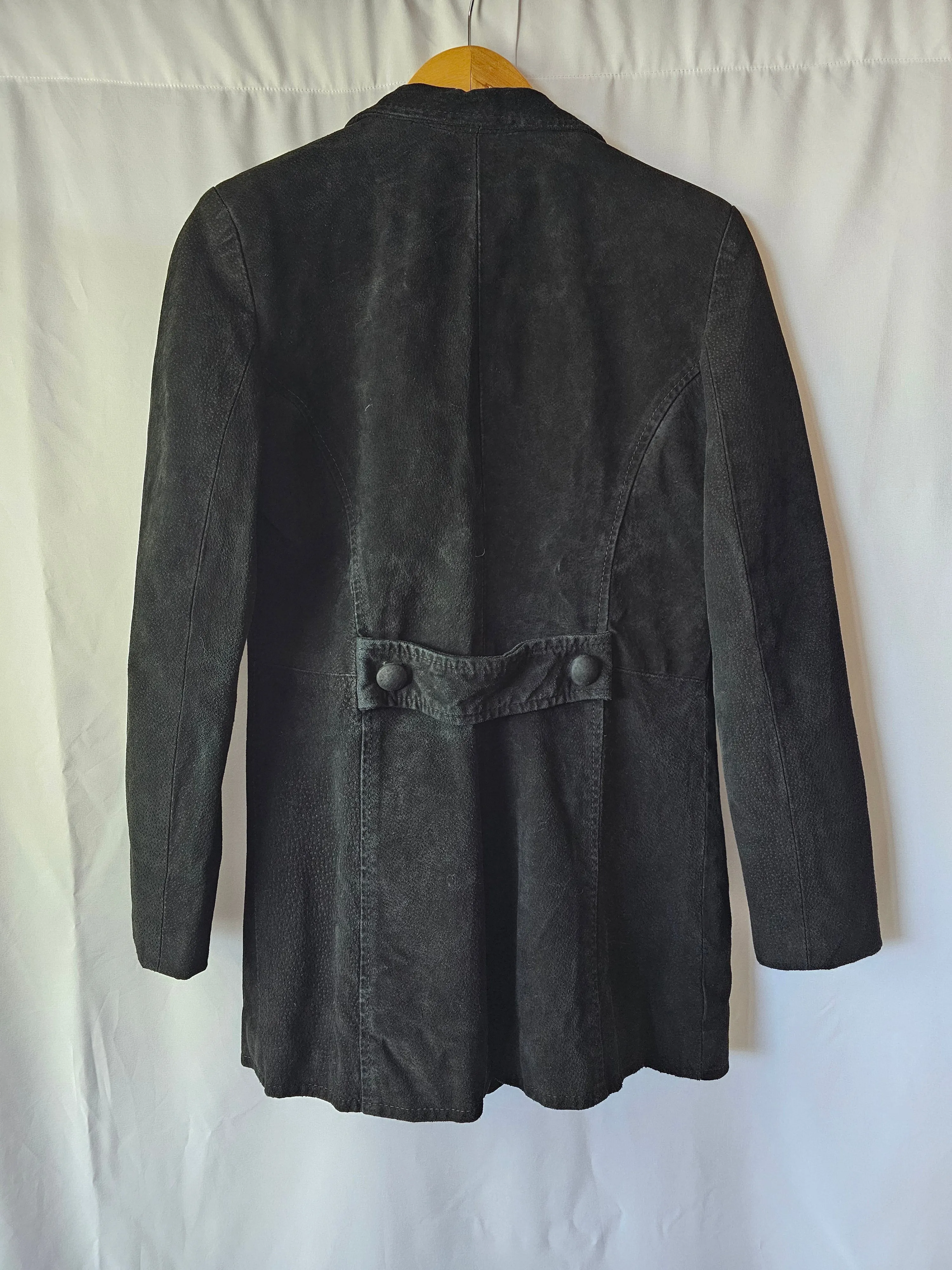 Siricco Ladies Vintage Single Breasted Suede Leather Jacket Blazer Black Size M