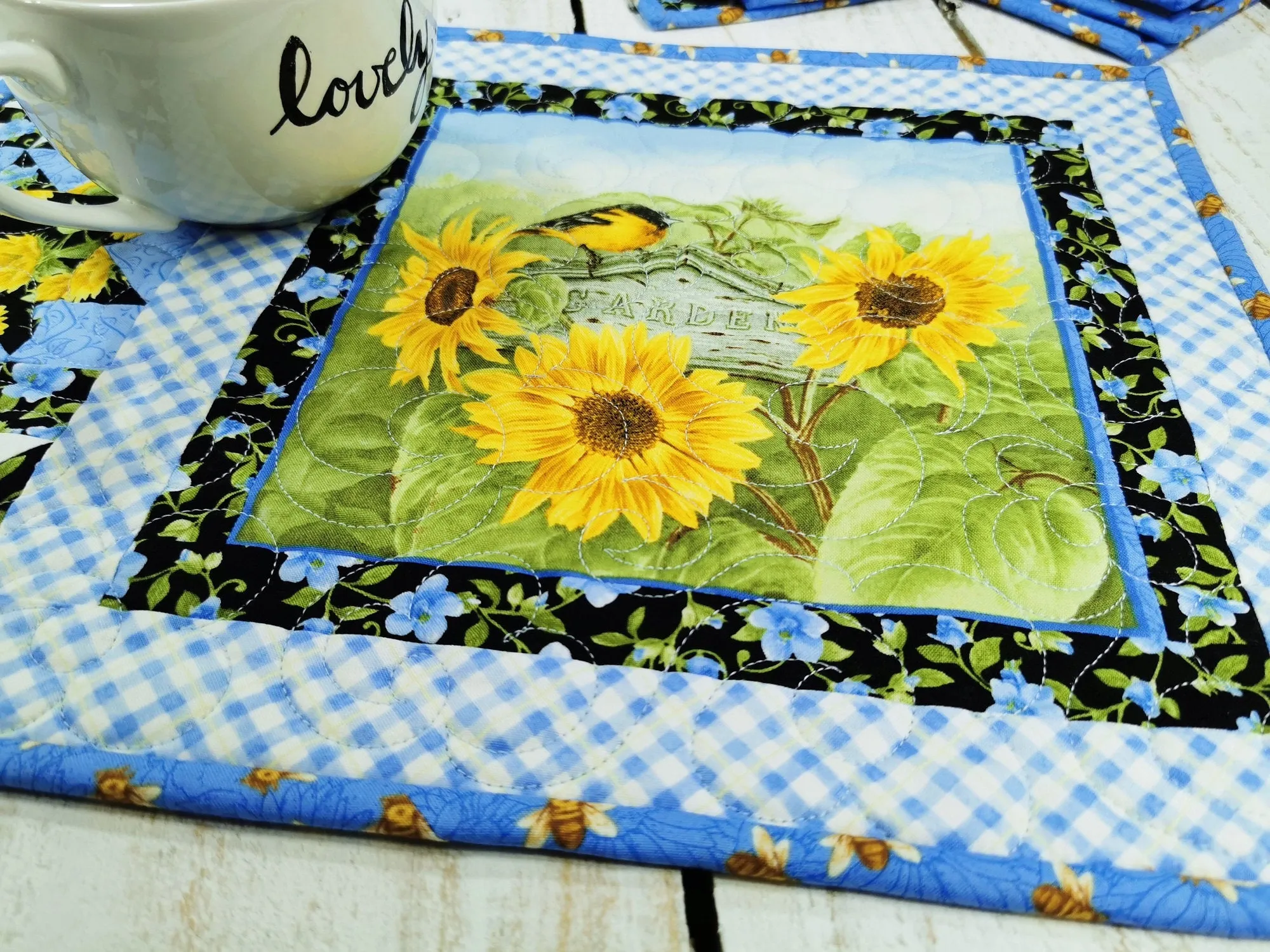 Six Quilted Placemats