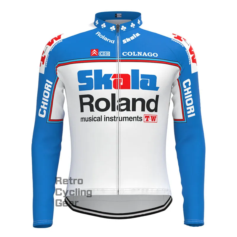 Skala Blue Retro Long Sleeve Cycling Kit