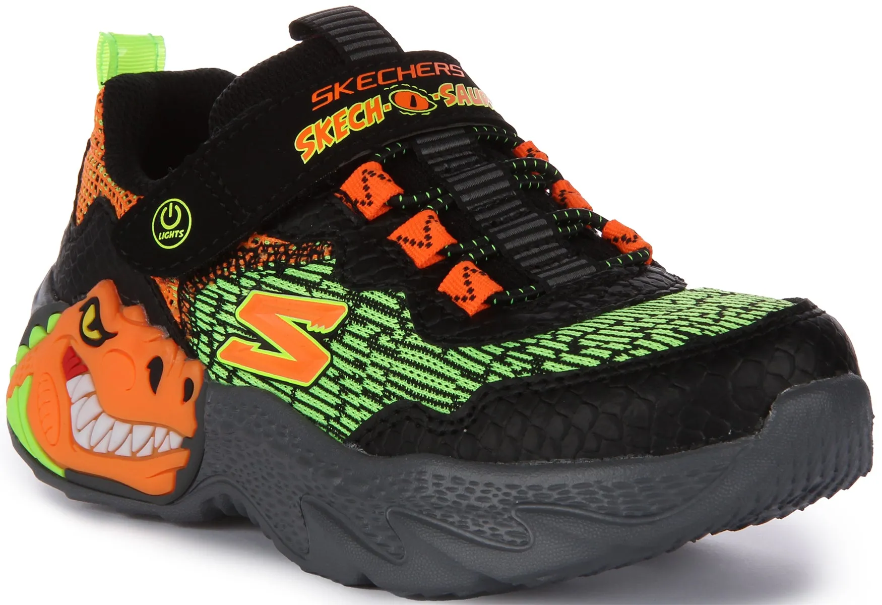 Skechers Skech O Saurus In Black Orange For Kids