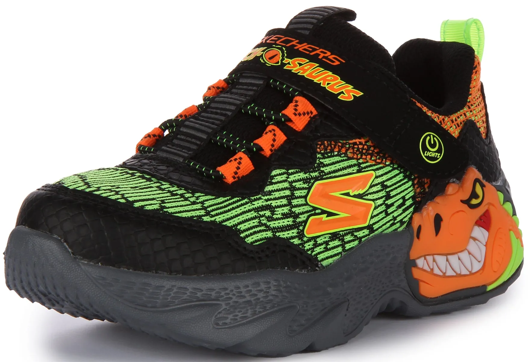 Skechers Skech O Saurus In Black Orange For Kids