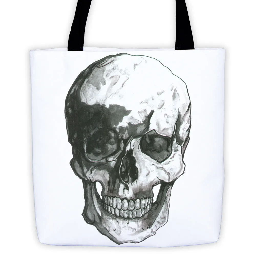 Skull Black Ink Tote Bag by Robert Bowen