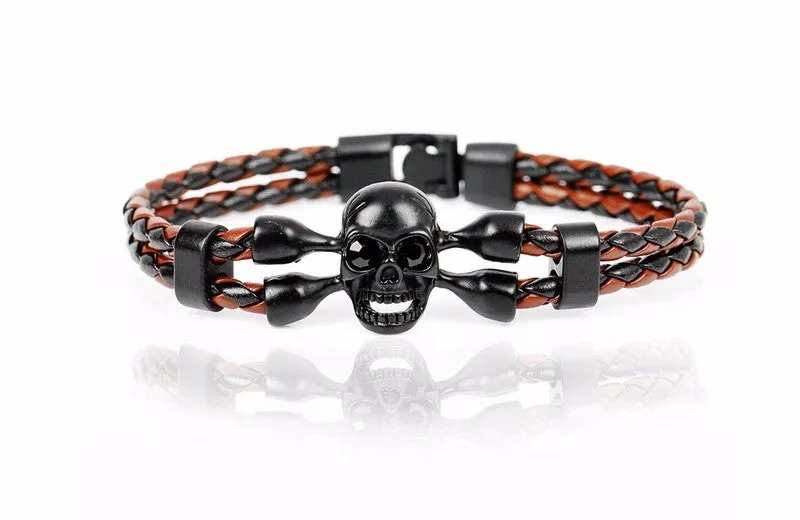 Skull Leather Men Bracelet