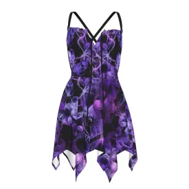 Skull Thunder Purple Pattern All-Over Print Women's Slip Dress