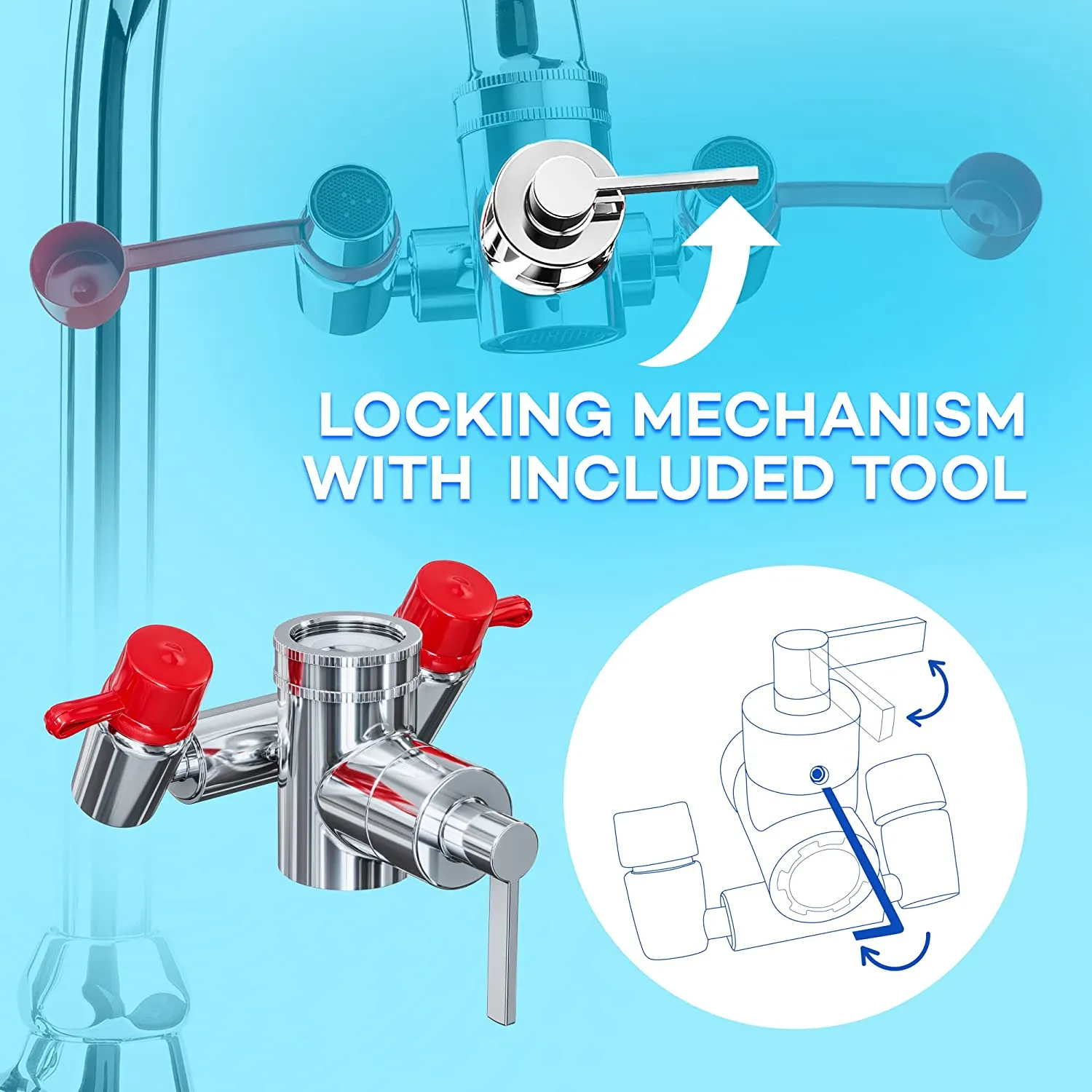 Skywin Eye Wash Station Osha Approved - Fast Activating Faucet Mounted Eye Wash Station Sink Attachment - 1x Continuous Flow Eyewash Station,3X Common Sink Adapters,2X Inspection Tags,1x Eye Wash Sign