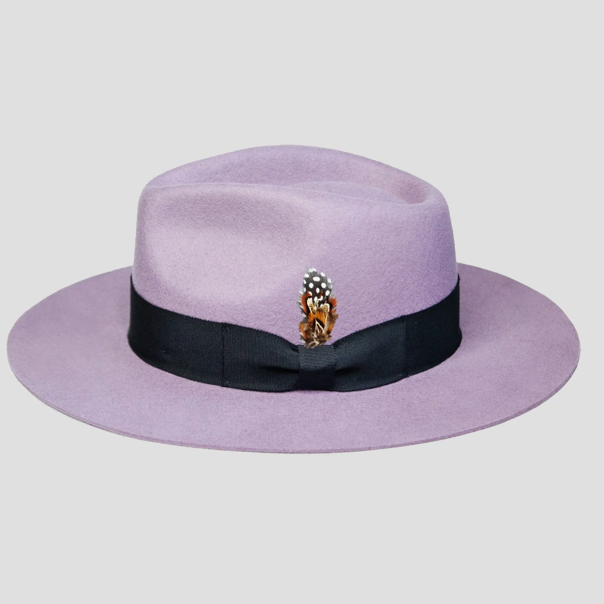 Sleek Fedora Hat-Lavender   Black