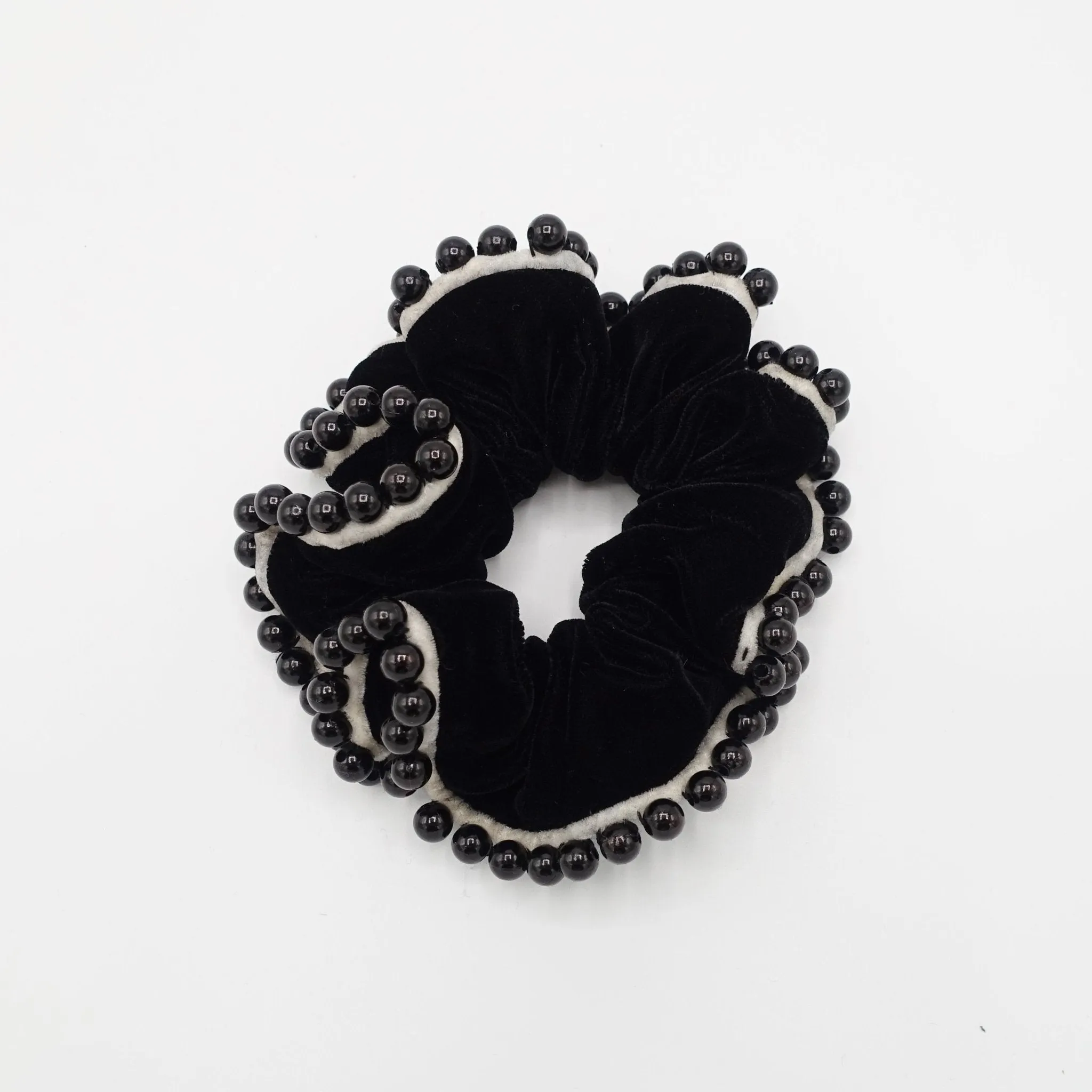 sleek pearl ball trim silk velvet scrunchies decorated hair elastic scrunchy women hair accessories