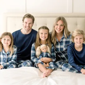 SleepytimePjs Christmas Family Matching Blue Plaid Flannel Pajamas for The Family