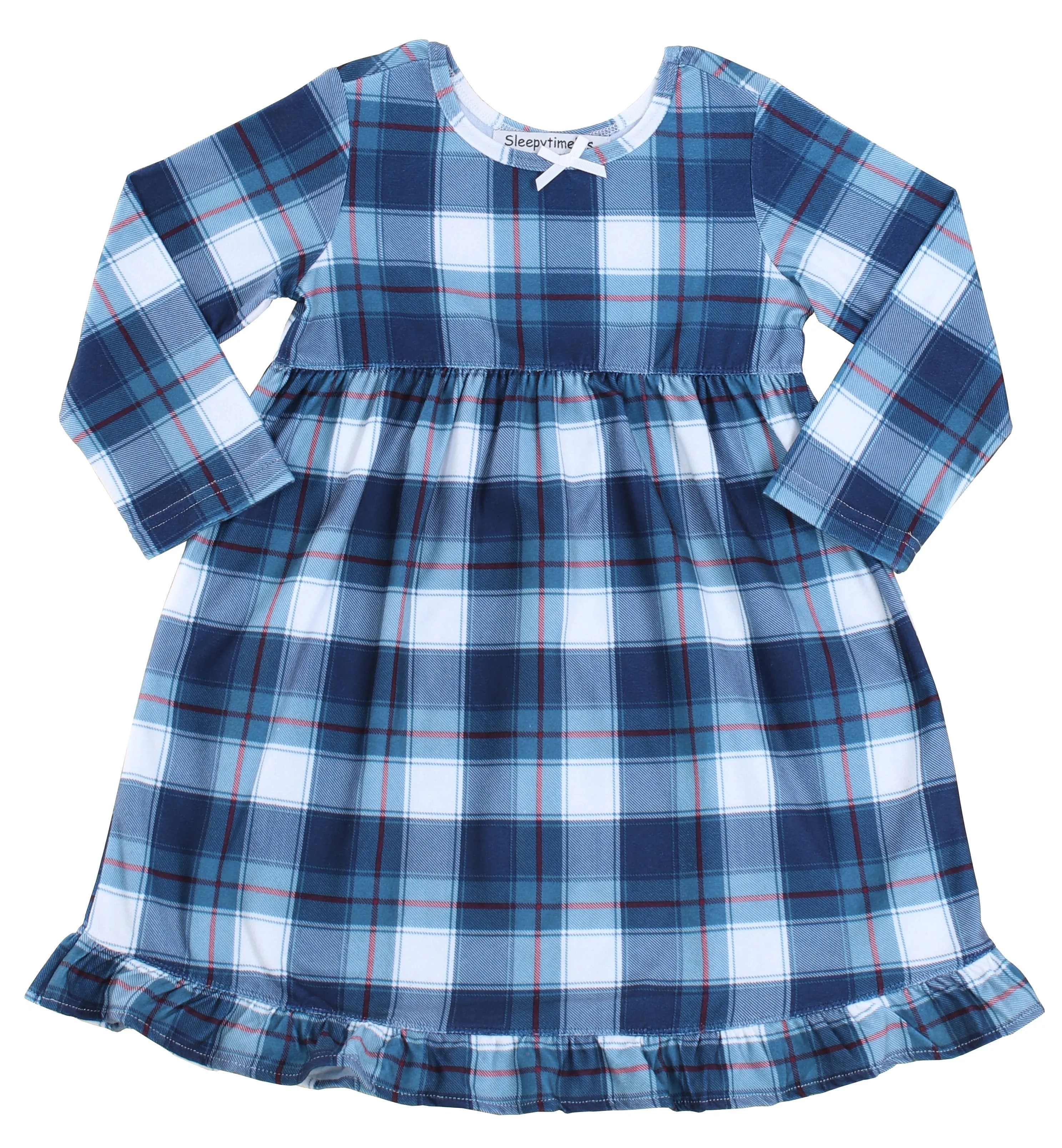 SleepytimePjs Christmas Family Matching Blue Plaid Flannel Pajamas for The Family