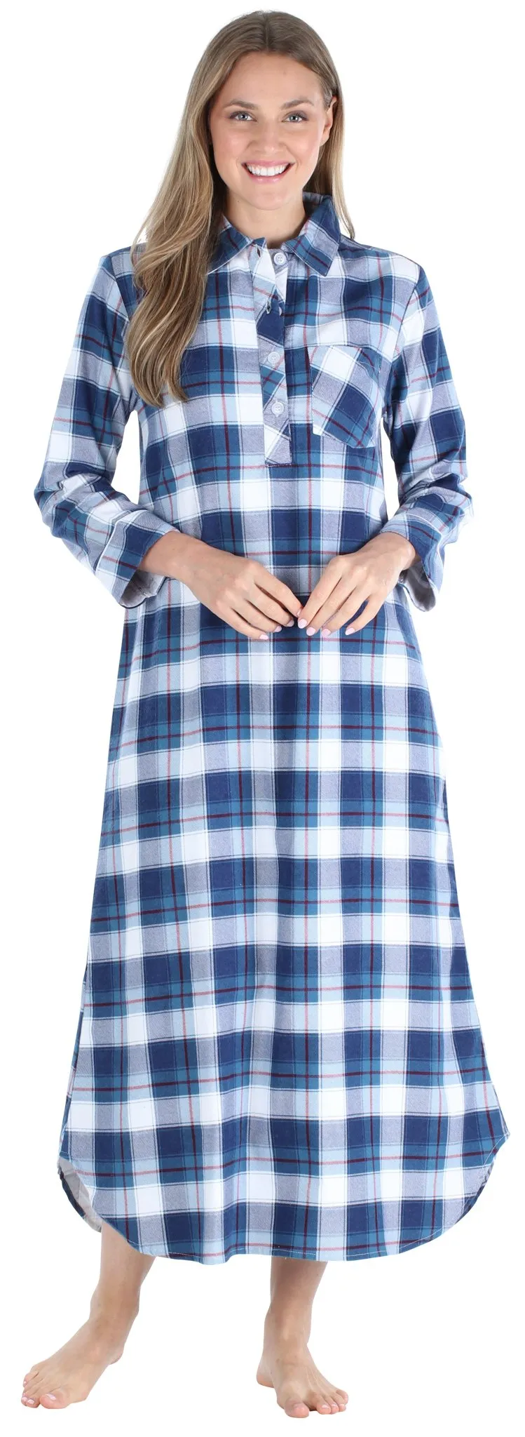 SleepytimePjs Christmas Family Matching Blue Plaid Flannel Pajamas for The Family