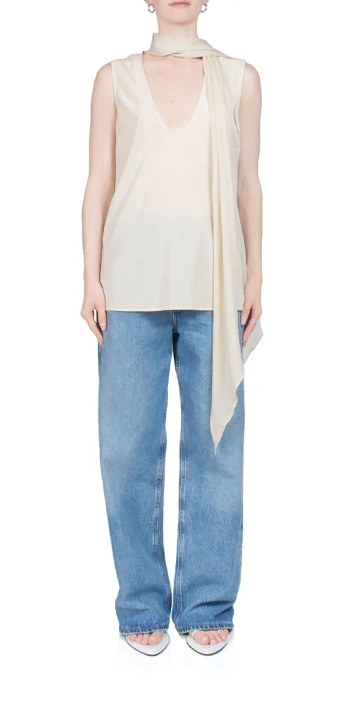 Sleeveless Scarf Top Oat