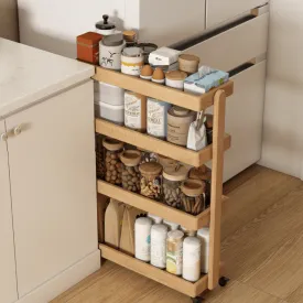 Slender Oak Wood Storage Cart