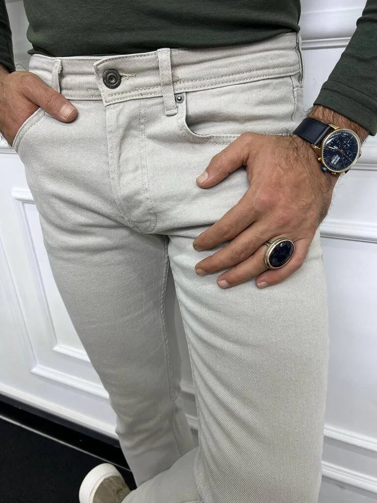 Slim Fit Beige Jeans