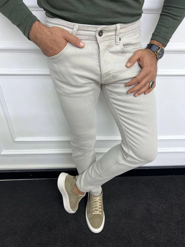 Slim Fit Beige Jeans