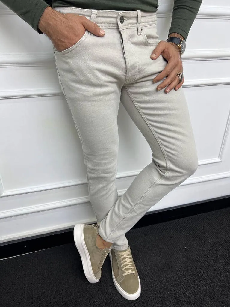 Slim Fit Beige Jeans