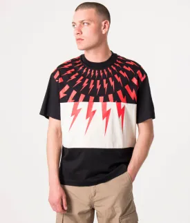 Slim Fit Colour Block Fair Isle Thunderbolt T-Shirt