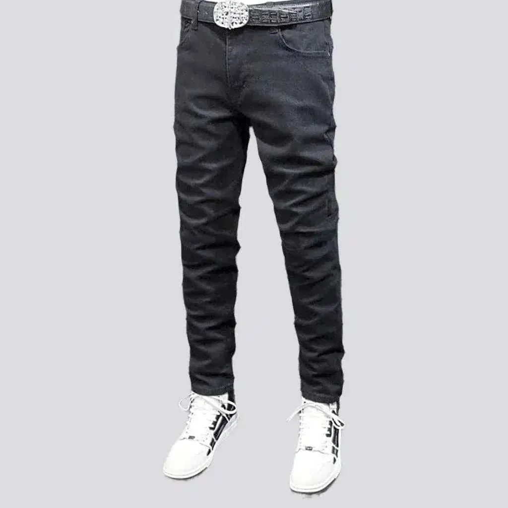 Slim men's solid jeans