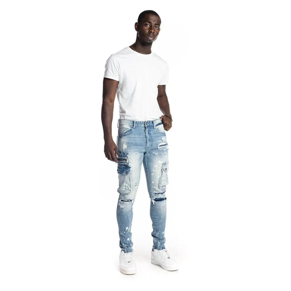 Slim Tapered Multipocket Jeans - Nile Blue