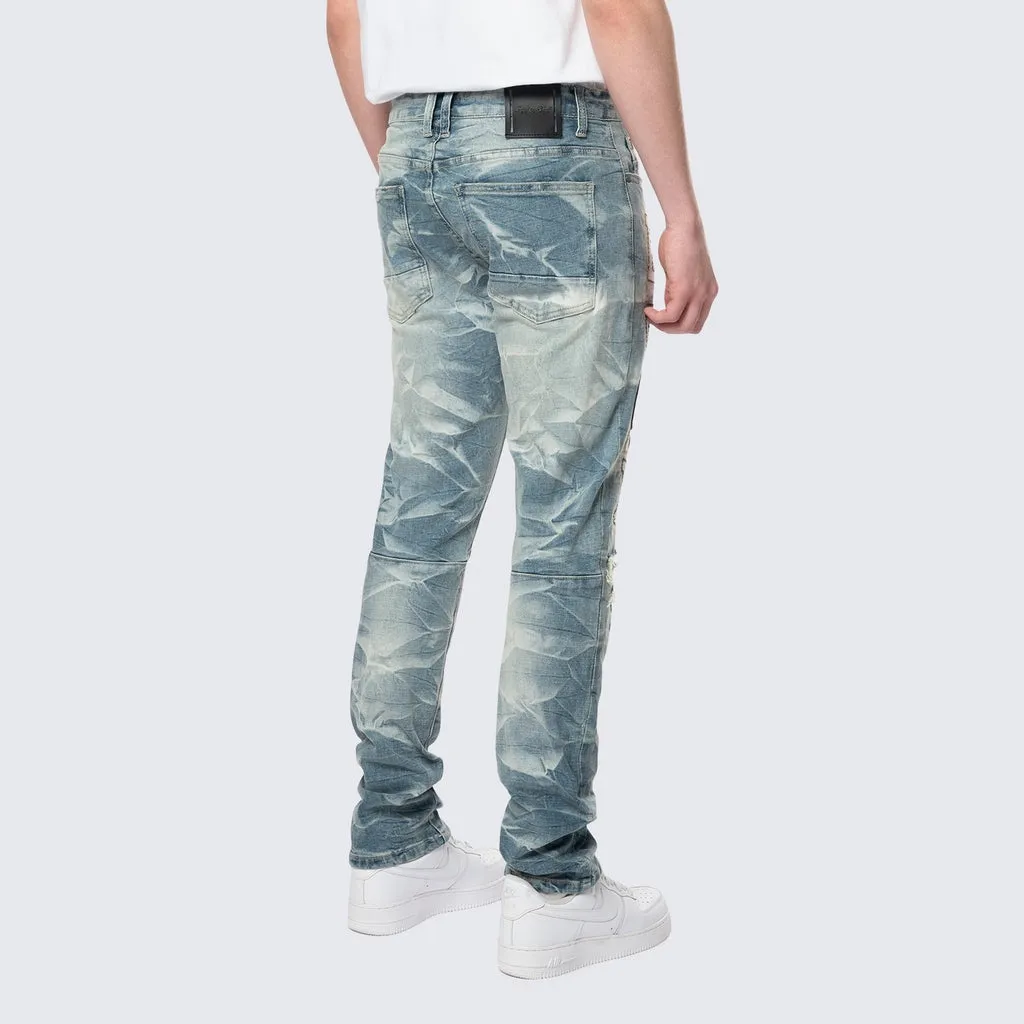 Slim Varsity Patch Jeans - Clyde Blue