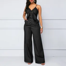 Sling Low-cut Wide-leg Jumpsuit