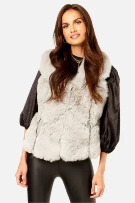 Sliver Patch Fur Cropped Gilet