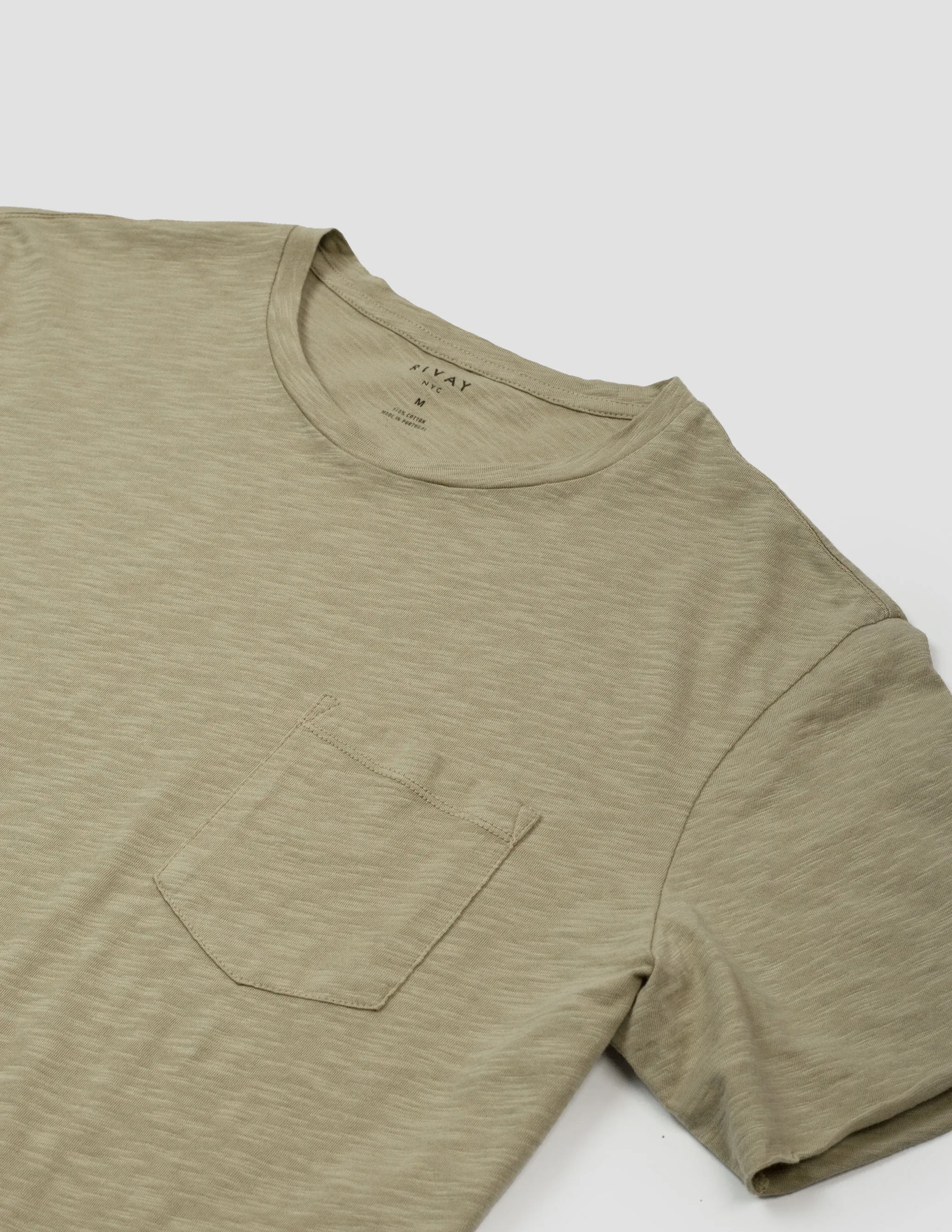 Slub Cotton Pocket Tee in Light Khaki