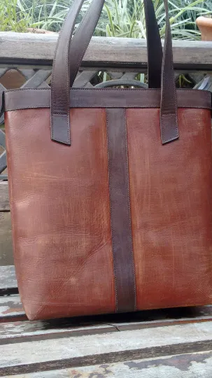 Small Leather Tote Bag with Zipper