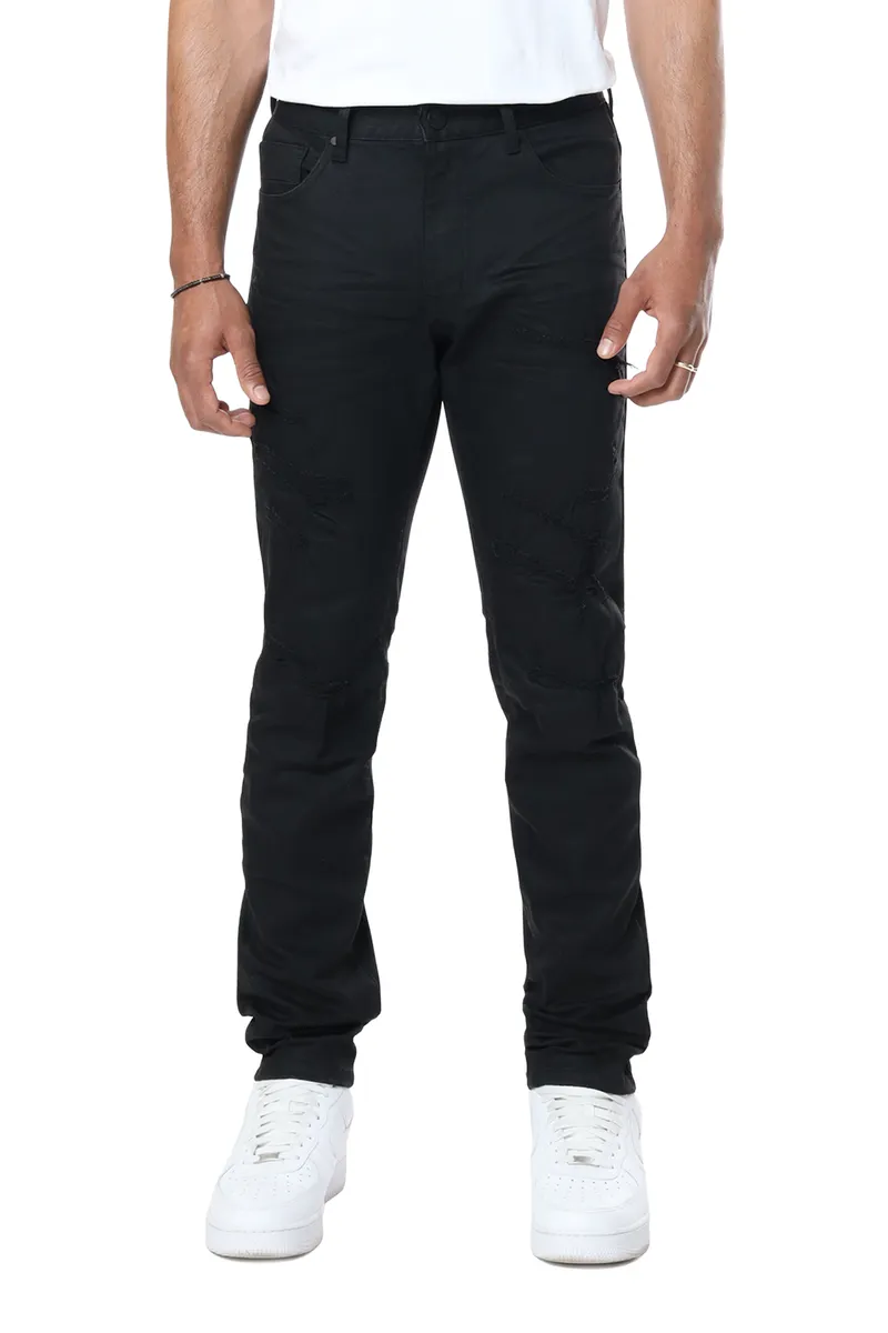 SMOKE RISE SLIM FIT VINTAGE WASHED JEANS JET BLACK