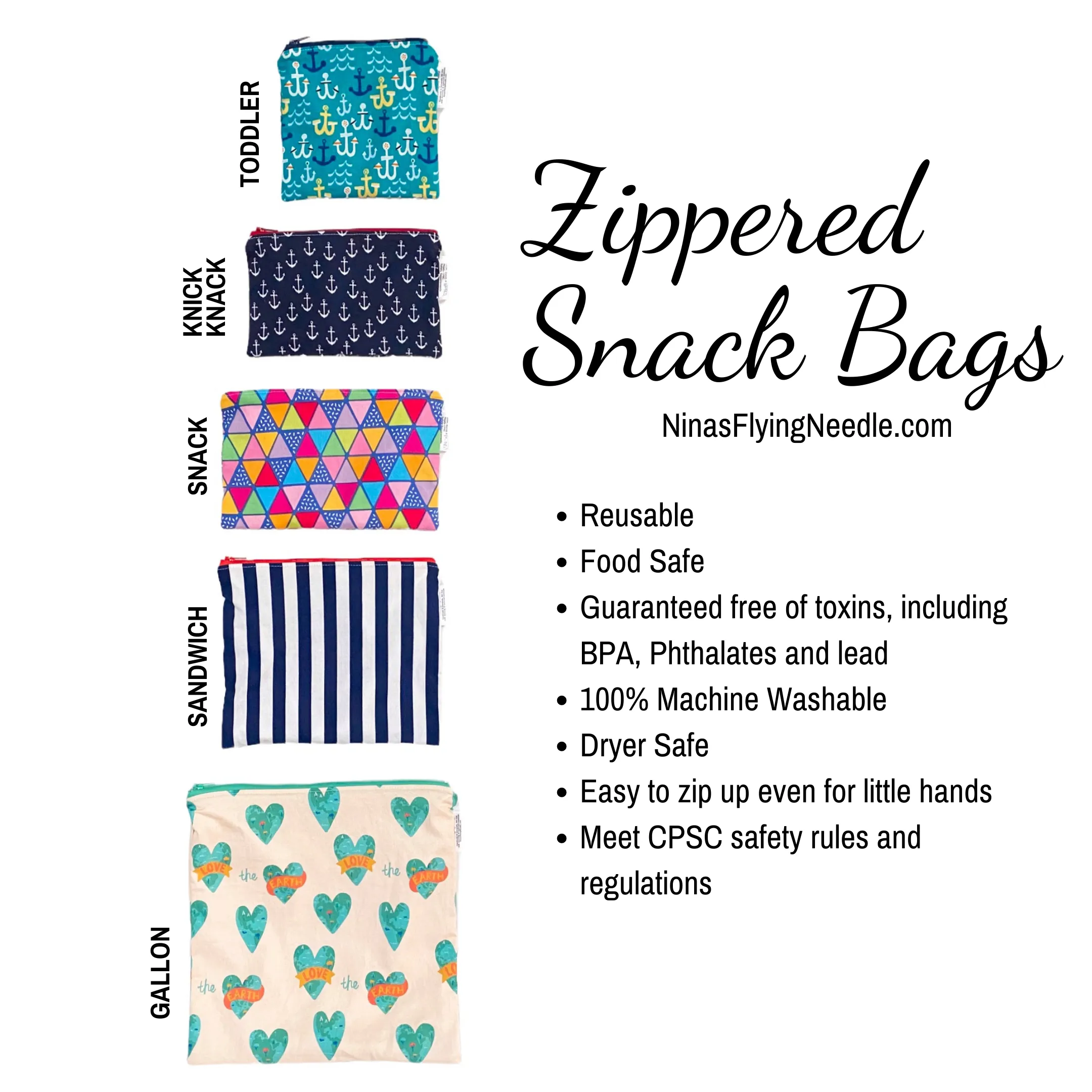 Snack Sized Reusable Zippered Bag Baseballs