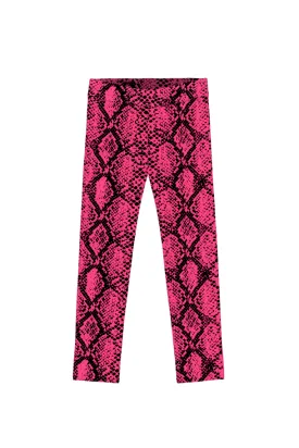 Snake Skin Neon Pink Lucy Animal Print Cute Summer Leggings - Girls