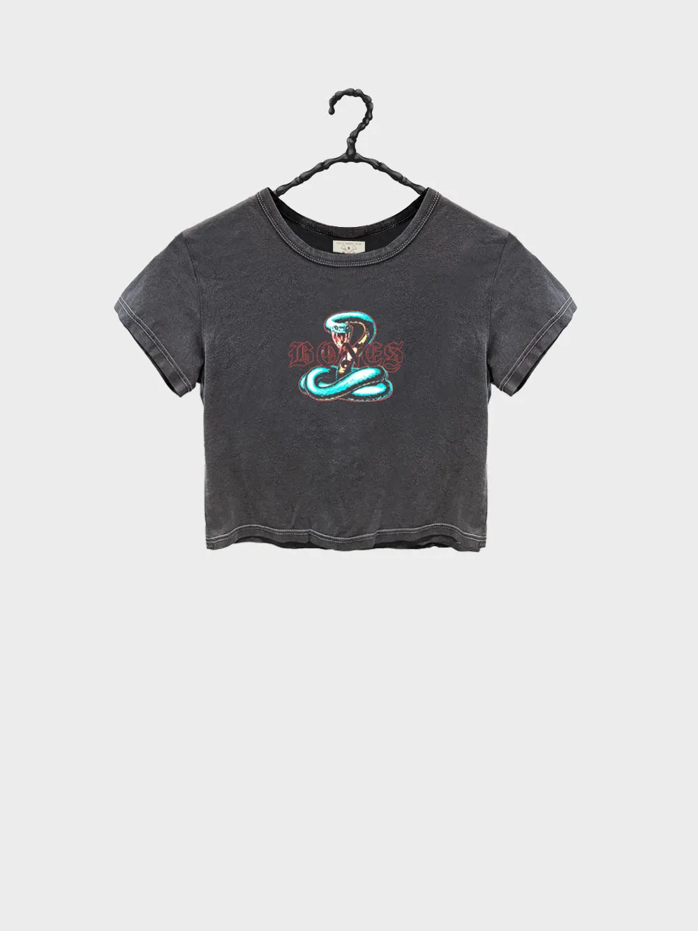 Snakey Bones Baby Tee - Washed Black