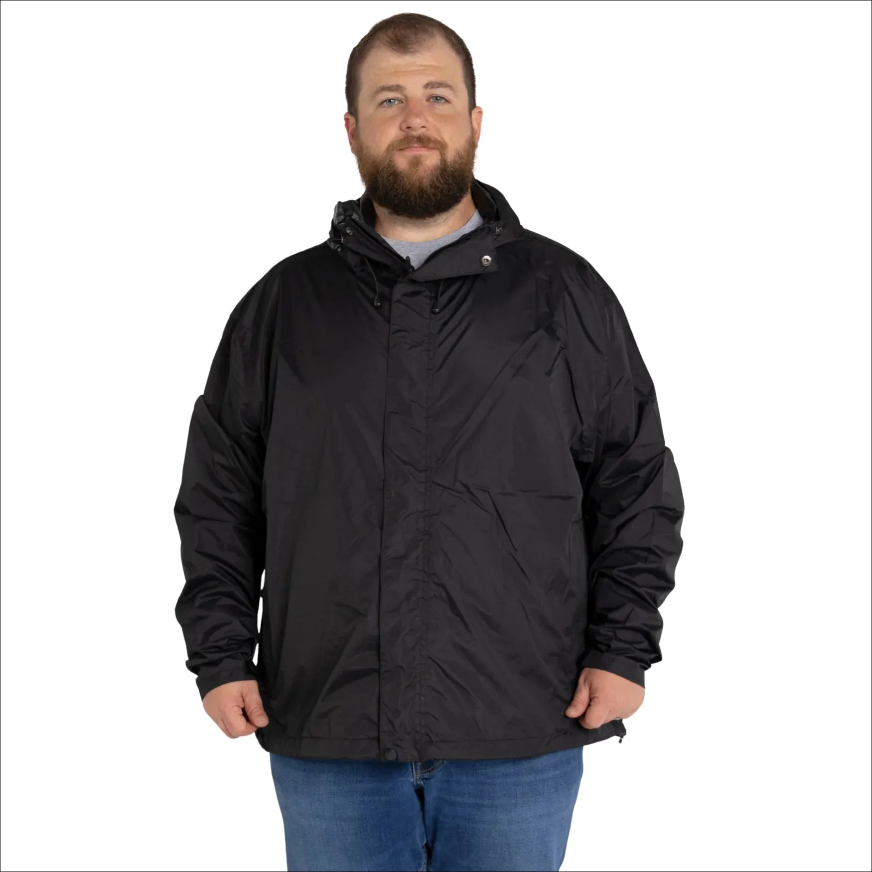 Snow Country Outerwear Mens Packable Hooded Rain Jacket Big Sizes 3XL-7XL Wind Breaker