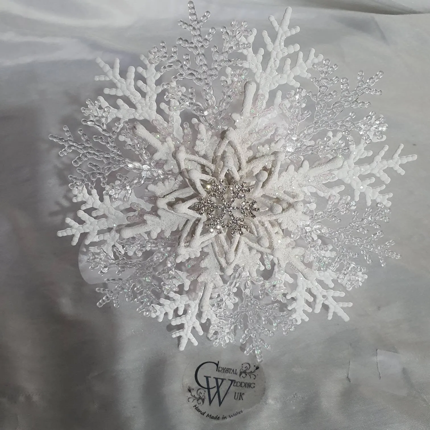 Snowflake bouquet for a Winter wedding bridesmaid by Crystal wedding uk