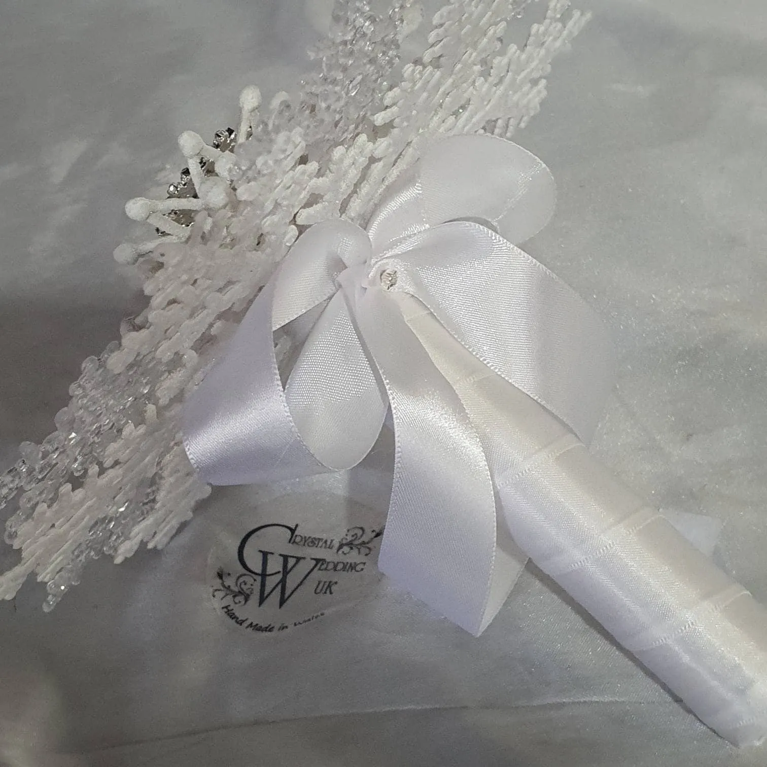 Snowflake bouquet for a Winter wedding bridesmaid by Crystal wedding uk