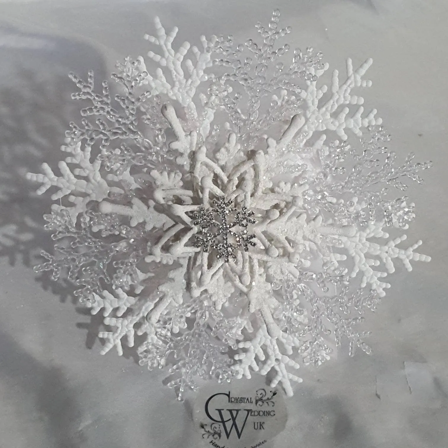 Snowflake bouquet for a Winter wedding bridesmaid by Crystal wedding uk