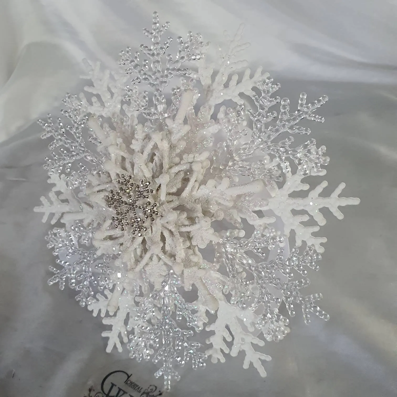 Snowflake bouquet for a Winter wedding bridesmaid by Crystal wedding uk