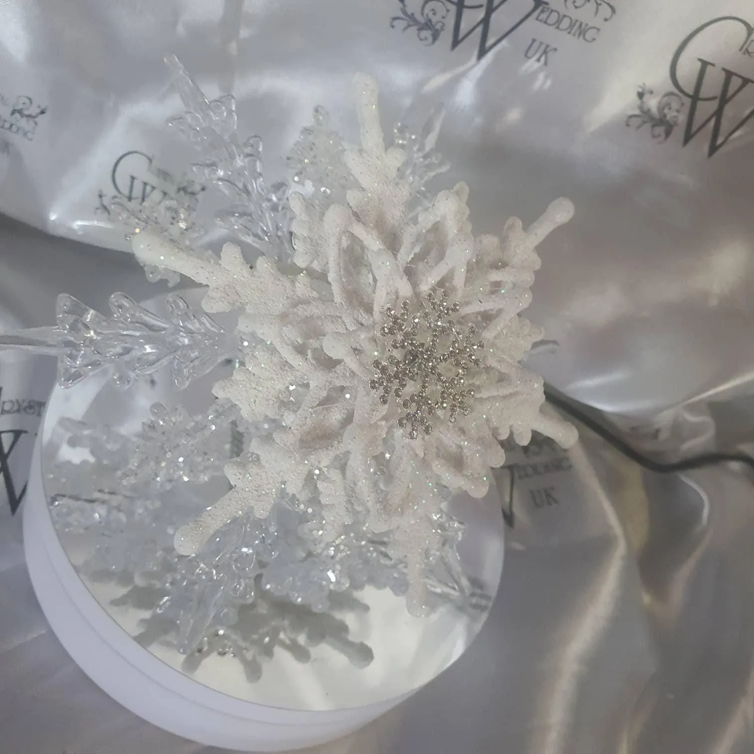 Snowflake bouquet for a Winter wedding for bridesmaid small.6" by Crystal wedding uk