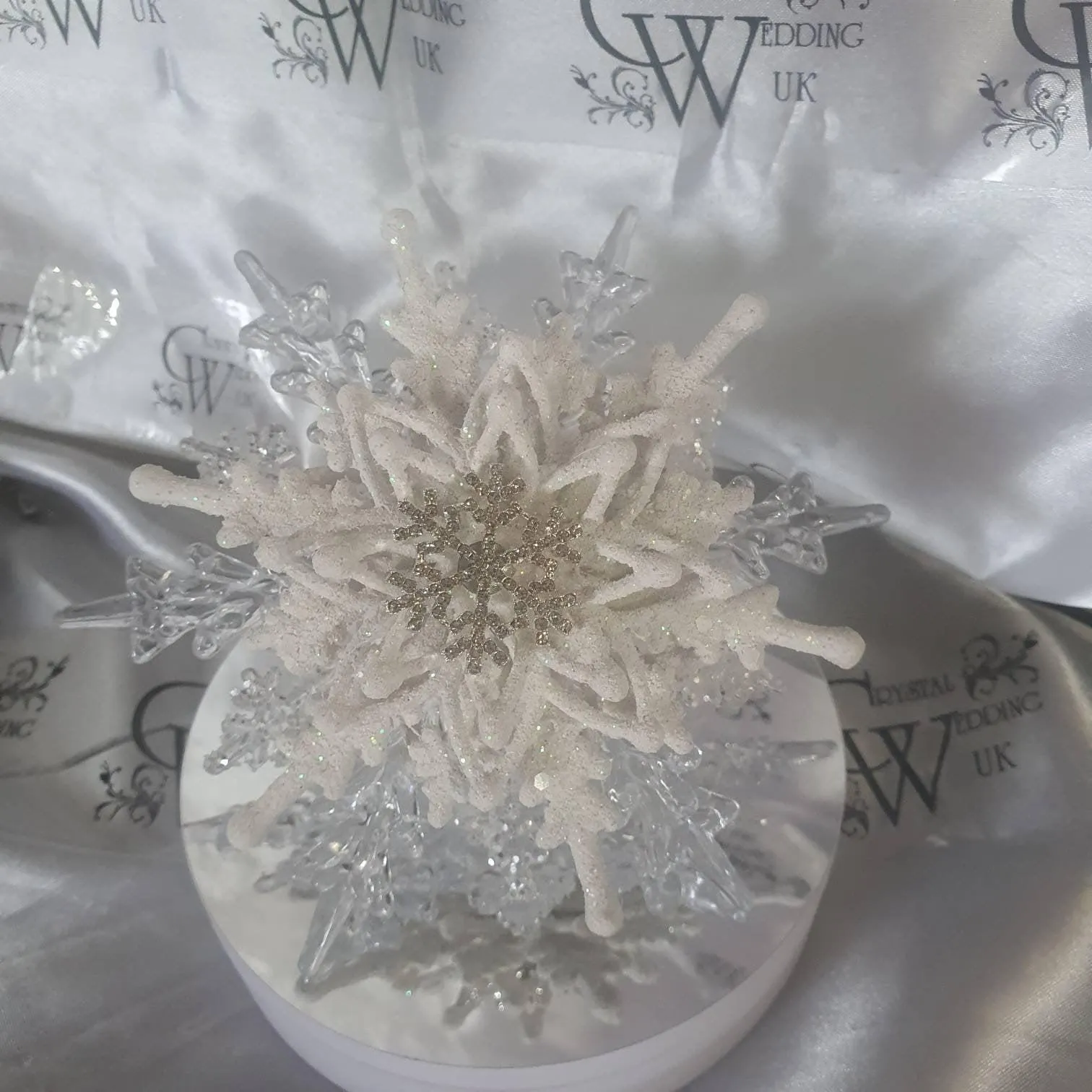 Snowflake bouquet for a Winter wedding for bridesmaid small.6" by Crystal wedding uk