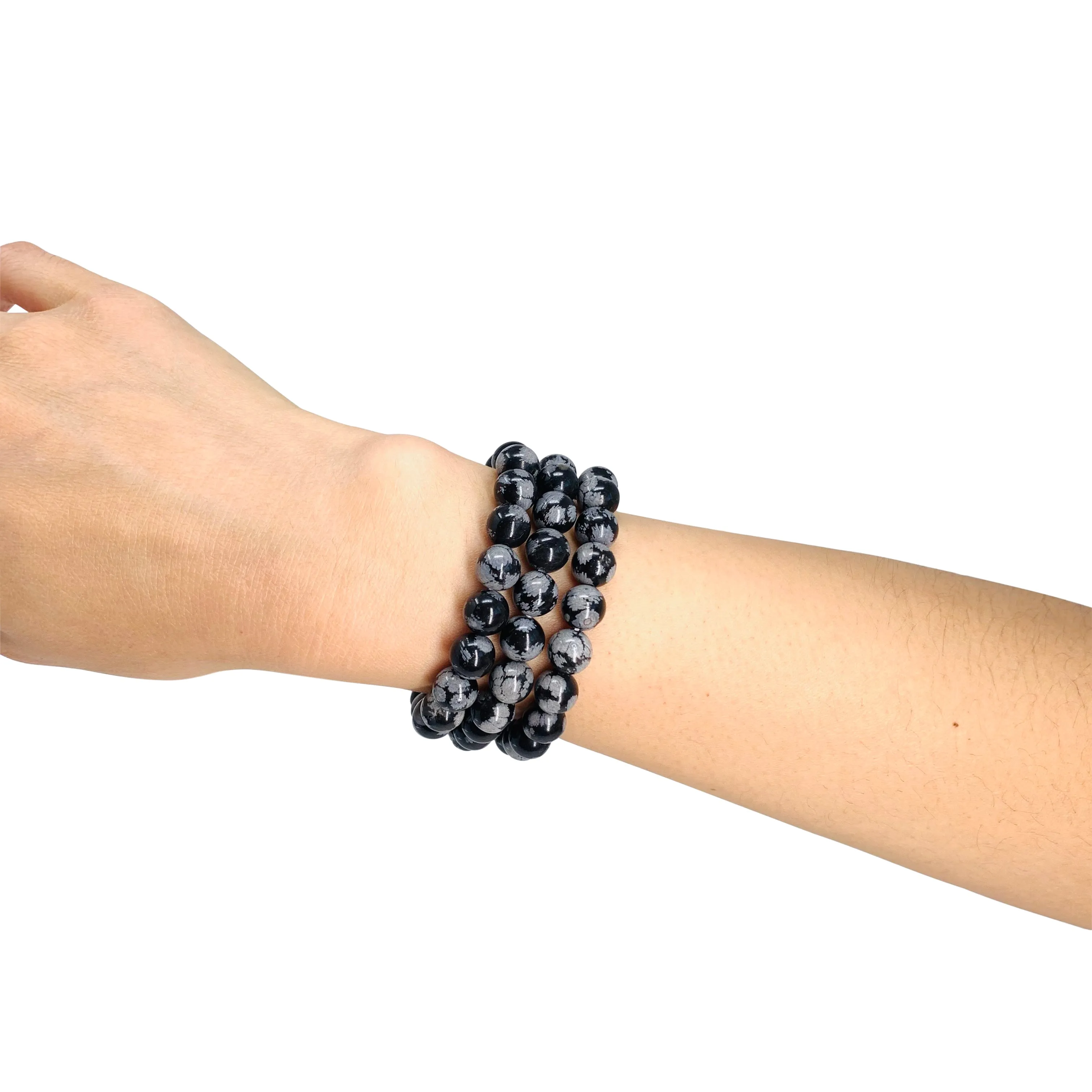 SnowFlake Obsidian Beaded Crystal Bracelet