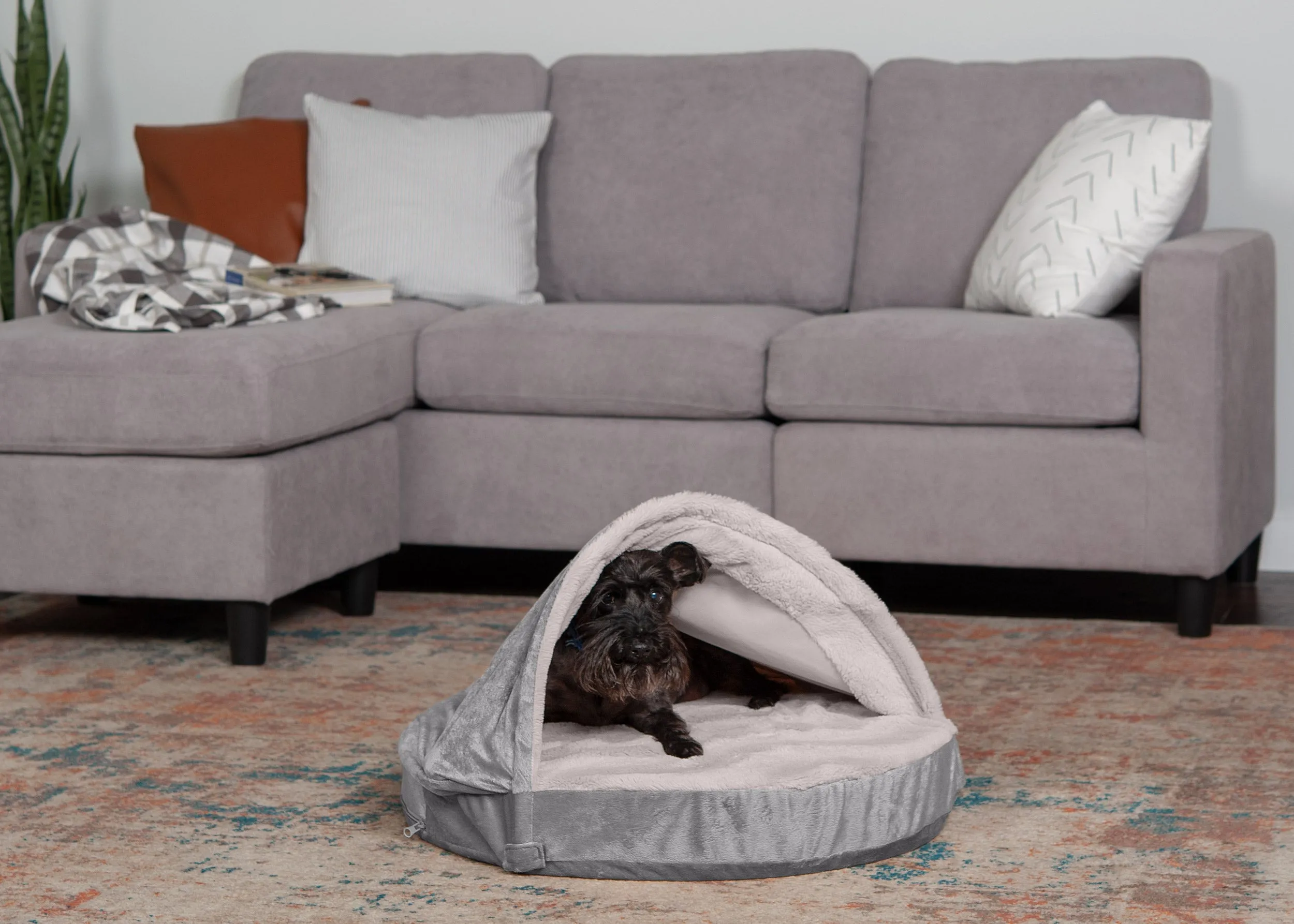 Snuggery Burrow Dog Bed - Wave Fur & Velvet